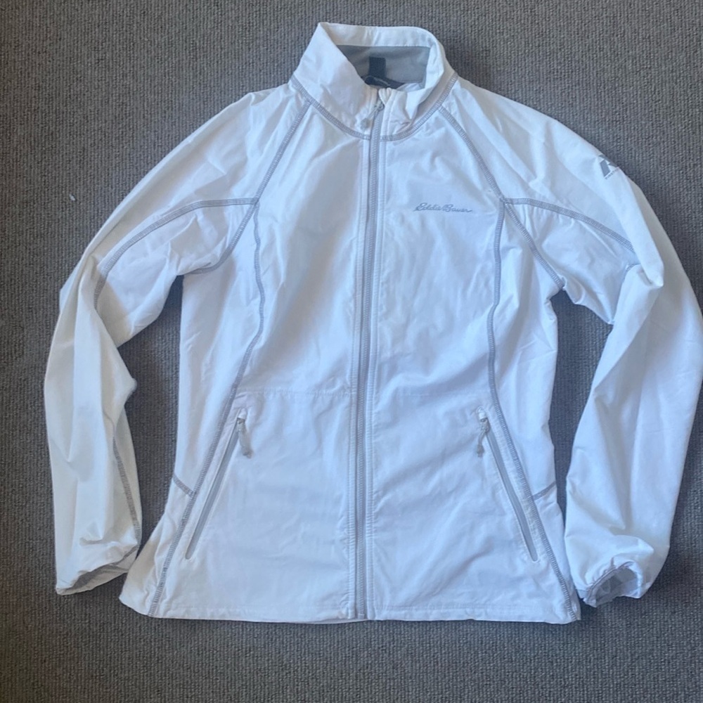 Eddie Bauer active jacket sz Medium. Long sleeve, White/gray trim